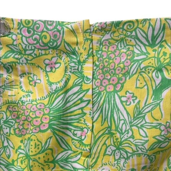 Lilly Pulitzer Yellow Green Pineapple Jungle Cat Mini Skirt Size 8 - Picture 3 of 4